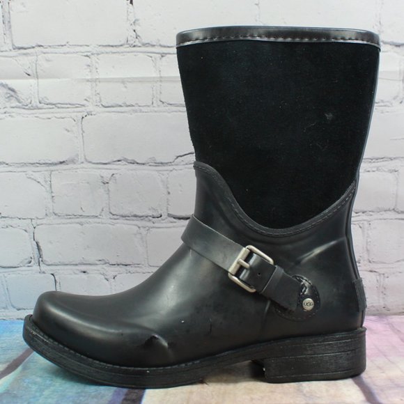 UGG Shoes - UGG Sivada Black Suede WP Wool Insole Mid Calf Winter Boots Size US 6
